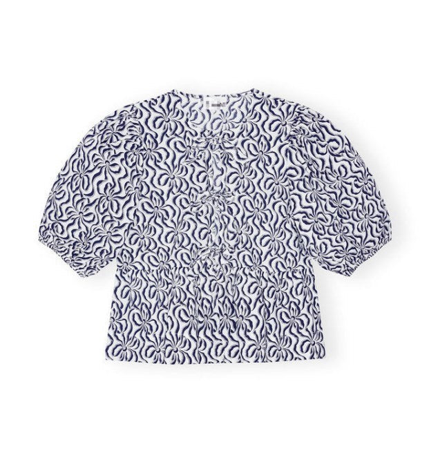 Fashion Printed Shirt Half Sleeve Lace-up Top Limorista