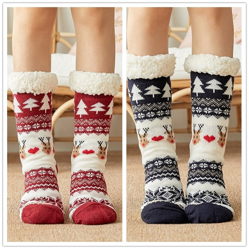 Thicken warm high tube plus velvet floor socks Limorista