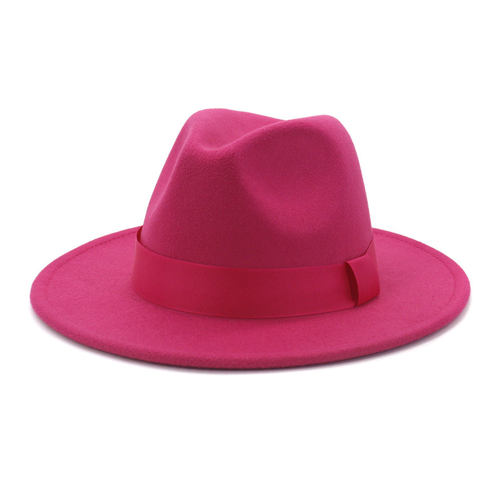 Fashionable Woolen Gentleman Jazz Flat Brim Big Hat Limorista