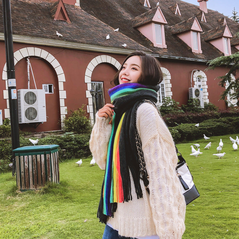 Rainbow Double Sided Scarf Women&