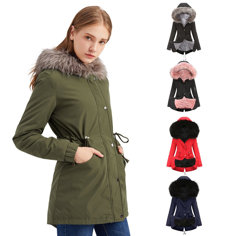 Parka Cotton-padded Coat Mid-length Hooded Limorista