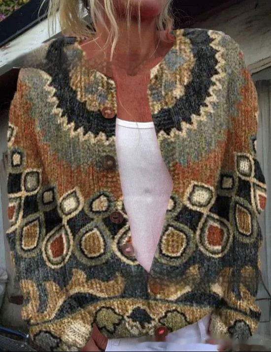Printed Casual Cloak Coat Cardigan Sweater Limorista
