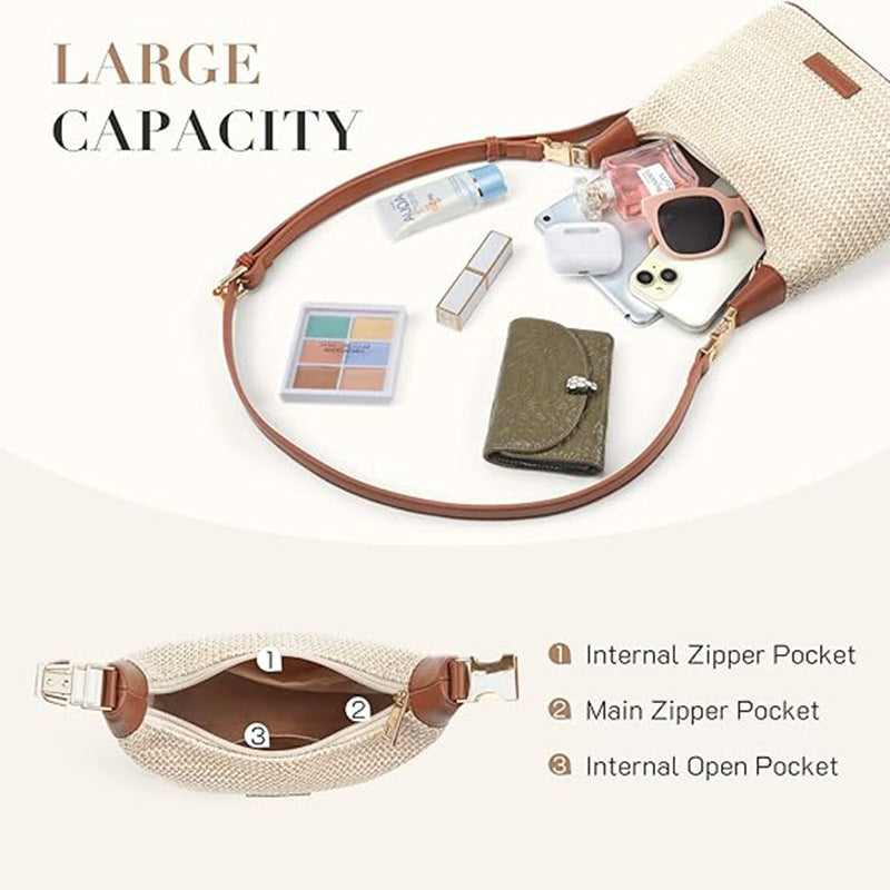 Simple Casual All-match Straw Shoulder Bag Crossbody Women&
