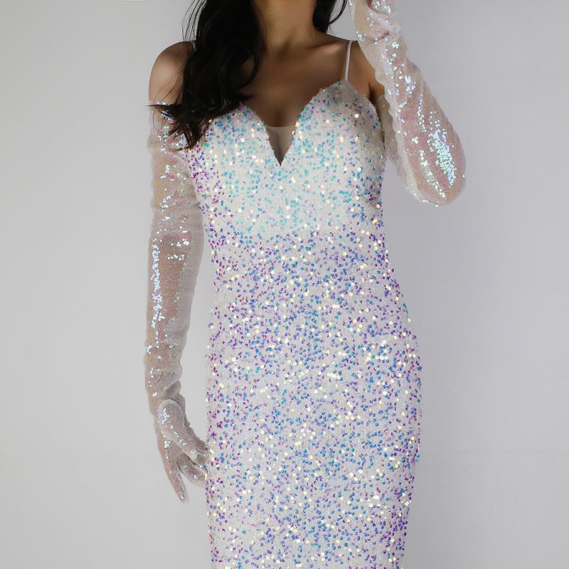 Sequined Sleeve Cover Lace Mesh Specialty Limorista