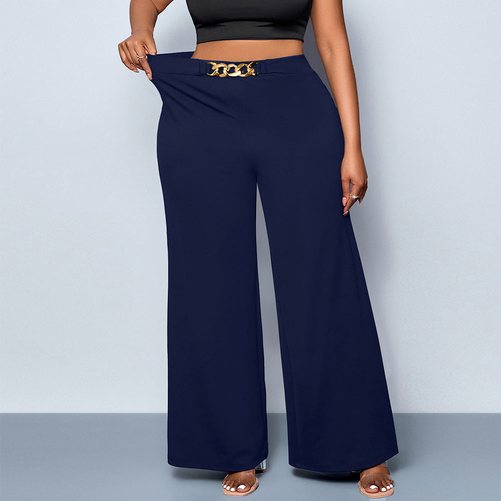 Summer Plus Size Metal Buckle Trousers For Women Limorista