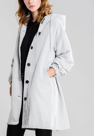 Plus Size Trench Coat Mid-length Loose Long Sleeve Jacket Limorista