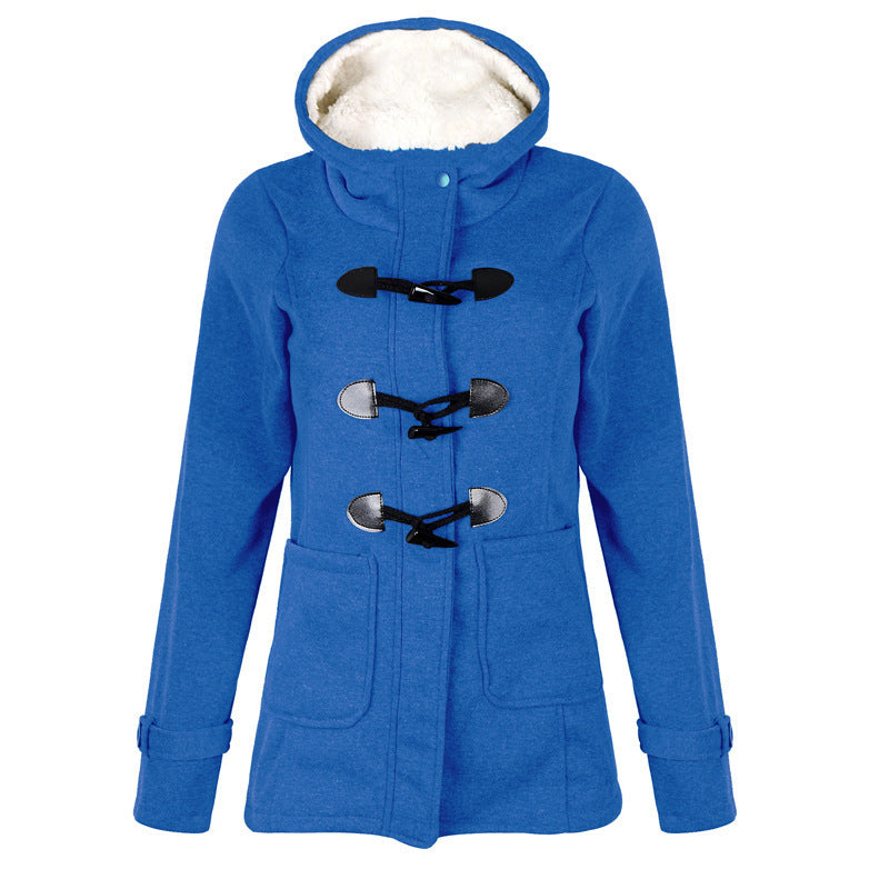 Women Warm Hooded Wool Double Button Coat Limorista