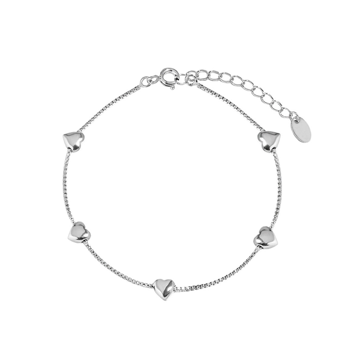 925 Sterling Silver Creative Glossy More Than Heart Bracelet Limorista