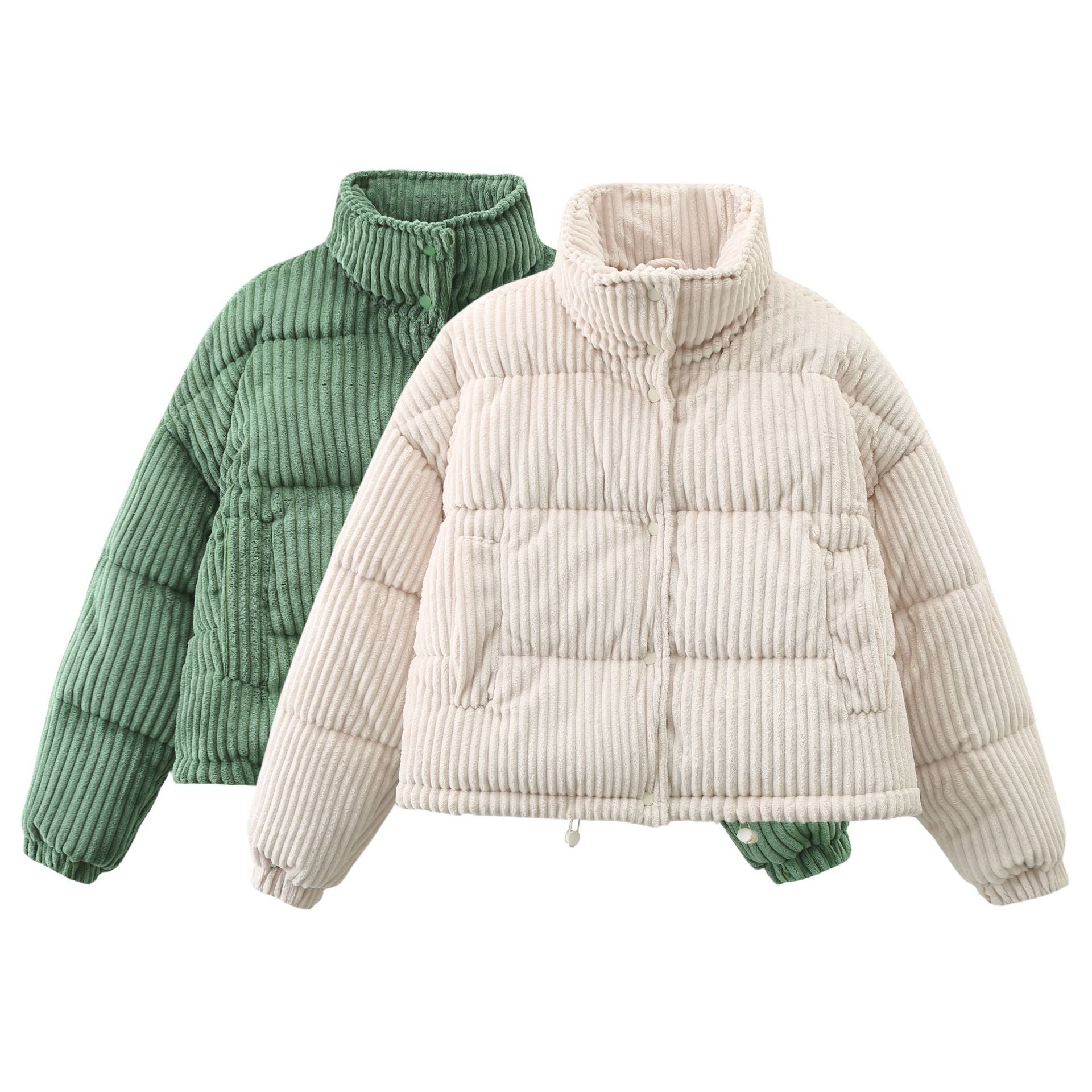 Warm Corduroy Puffer Jacket Coat Short Loose Cotton Coat Limorista