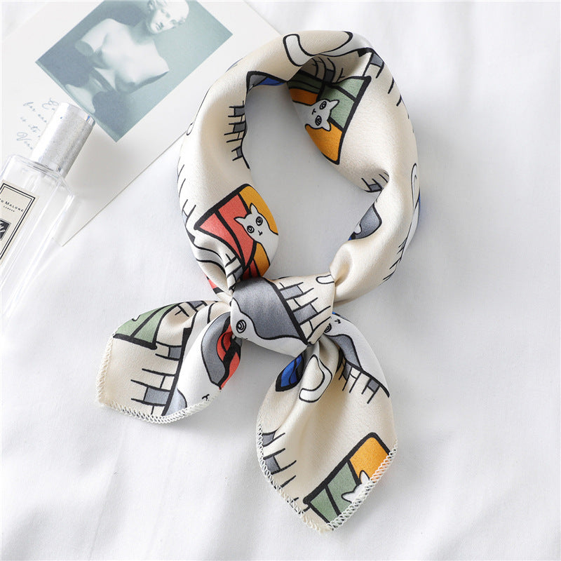 Fashionable All-match Satin Artificial Silk Scarf Limorista
