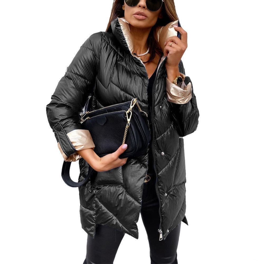 New Style Ladies Pure Color Glossy Stretchable Sleeves Zipper Cardigan Cotton Jersey Limorista