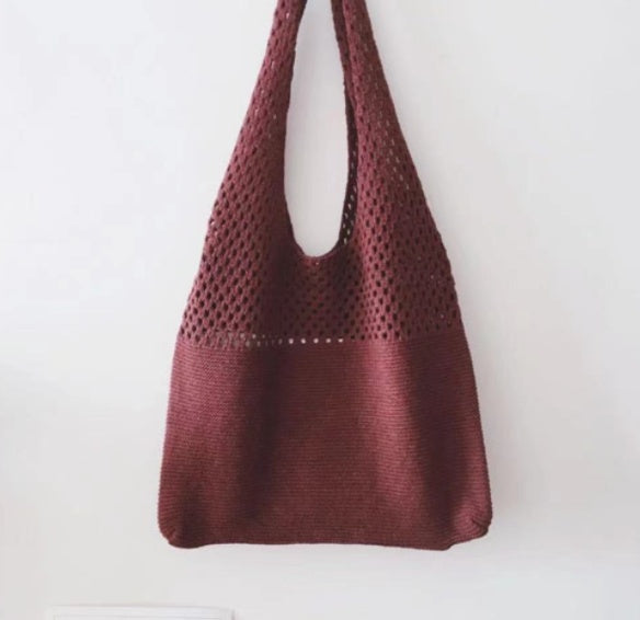 Simple Vintage Cutout Knit Tote Bag Limorista