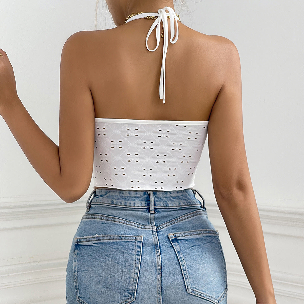 European And American Style Hot Girl Trendy Halter Strap Vest Sexy Slim Fit Drawstring Irregular Limorista