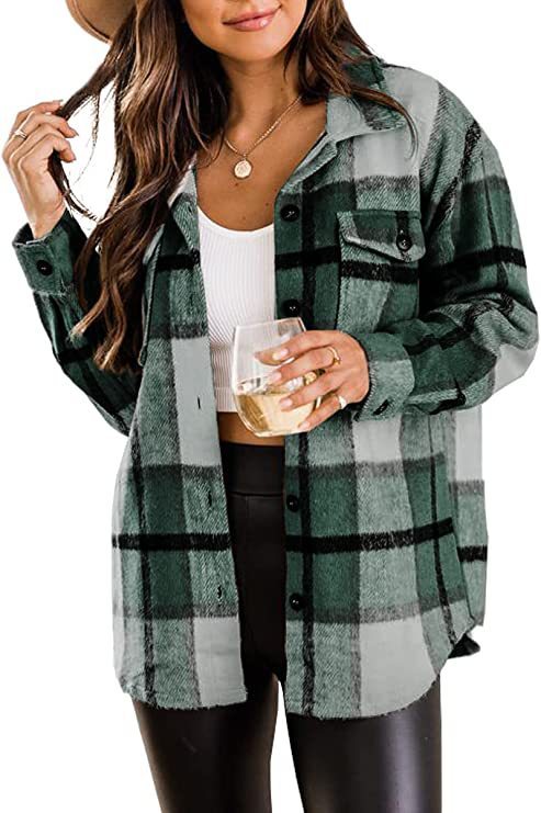 Flannel Jacket Casual Check Button Down Limorista