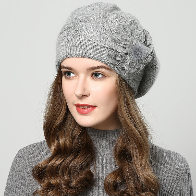 Autumn Winter All-match Rabbit Fur Knitted Woolen Cap Women Limorista