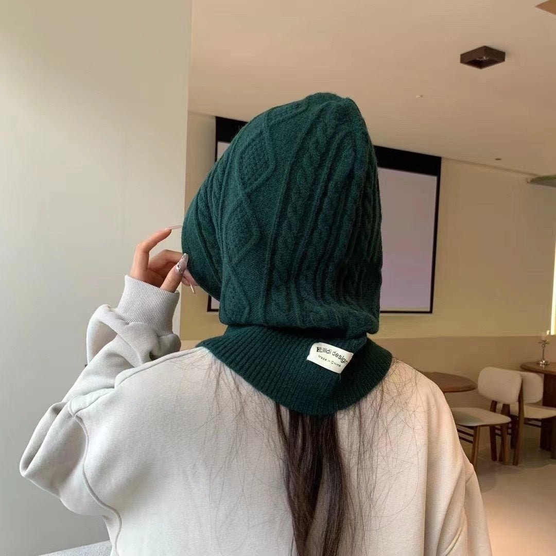 Knitted Thick Drawstring Hat Solid Color Limorista