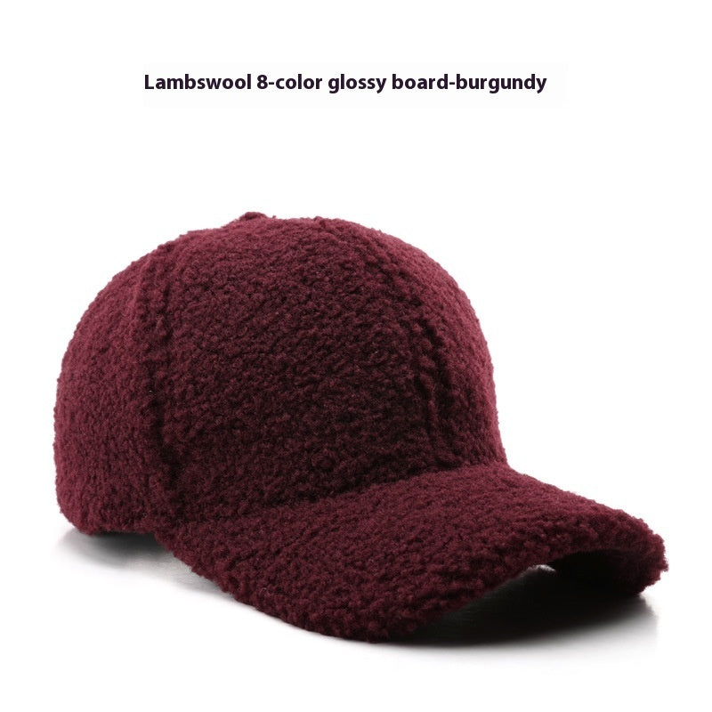 Baseball Cap Fashion Retro Solid Color Lamb Wool Curved Brim Limorista
