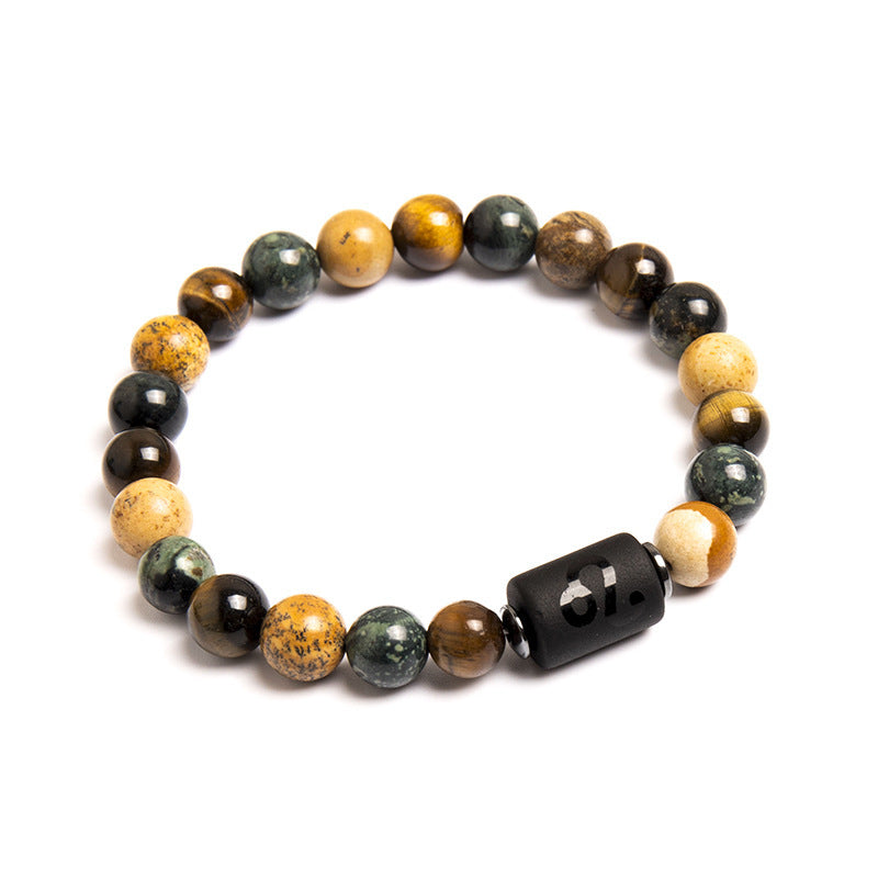 European And American New Natural Picture Tigereye Twelve Constellation Beaded Bracelet Limorista