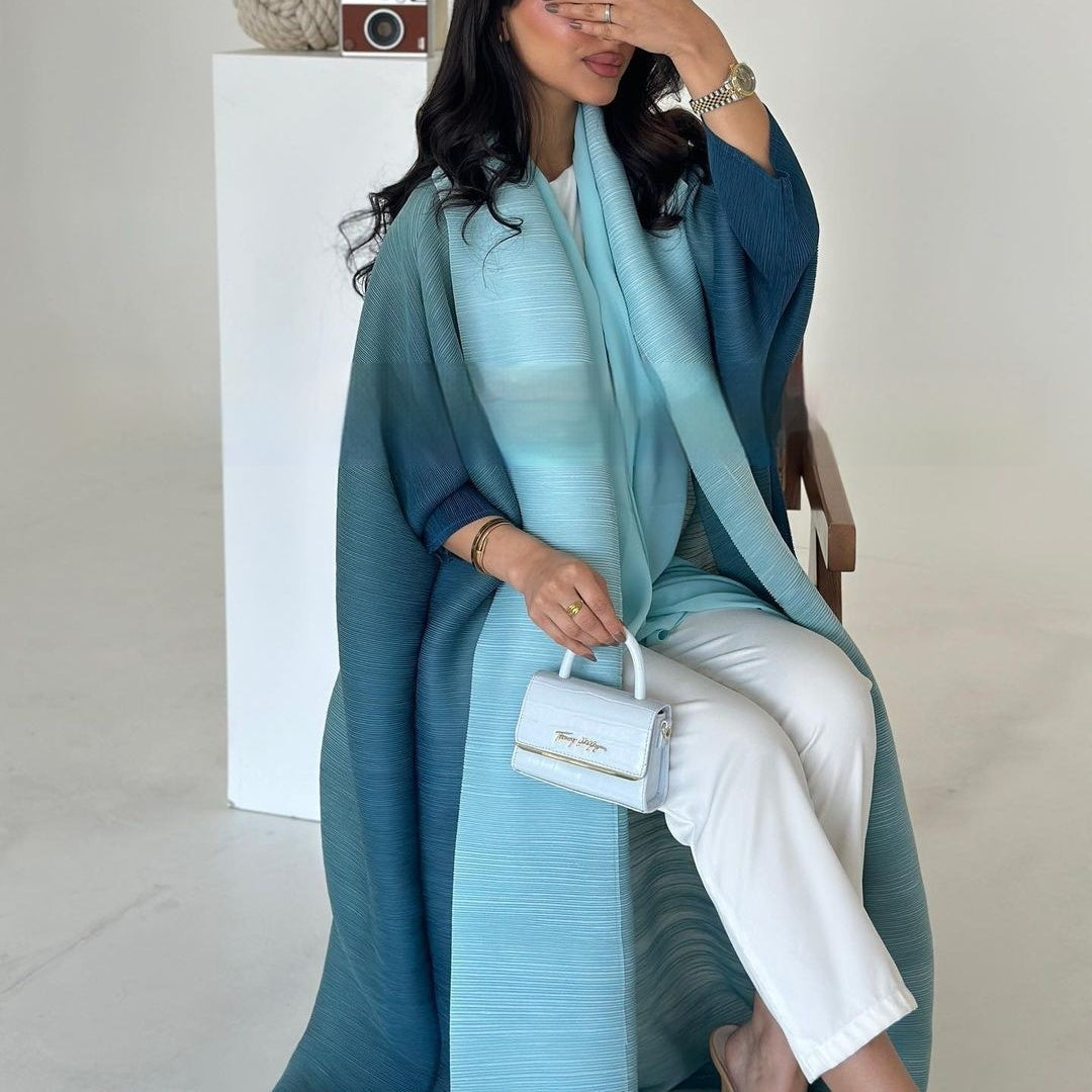 Pleated Trench Djellaba Hot-selling Printed Shawl Cardigan Ethnic Style Cloak Coat Limorista