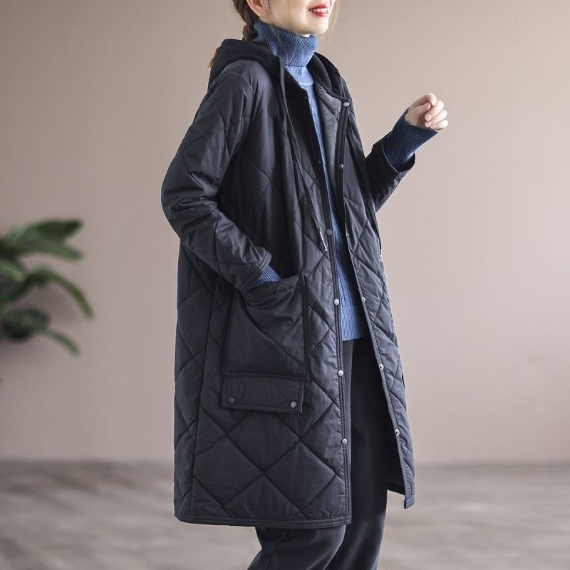 Hooded Large Pocket Long Warmth Retention Material Clothes Trench Coat Limorista