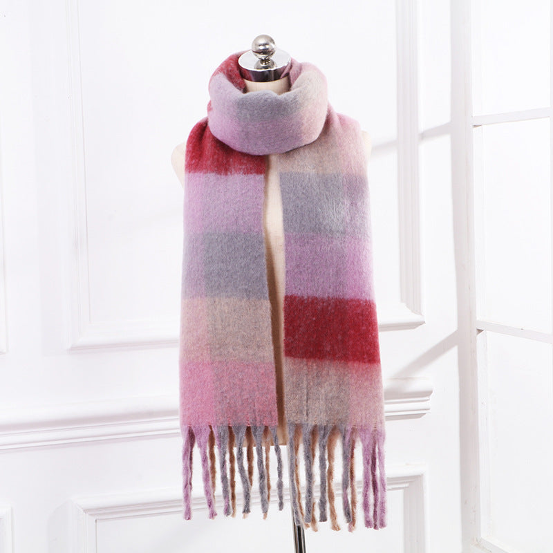 Plaid Mohair Scarf Colored Ladies Limorista