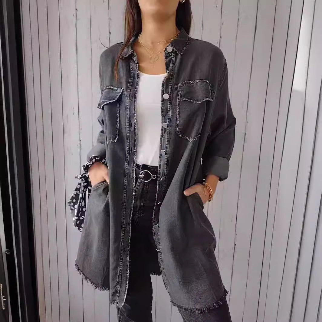 Jean-like Cloth Casual Long Shirt Coat Limorista