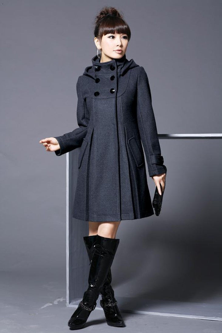 Overcoat hooded double breasted Cape windbreaker Limorista