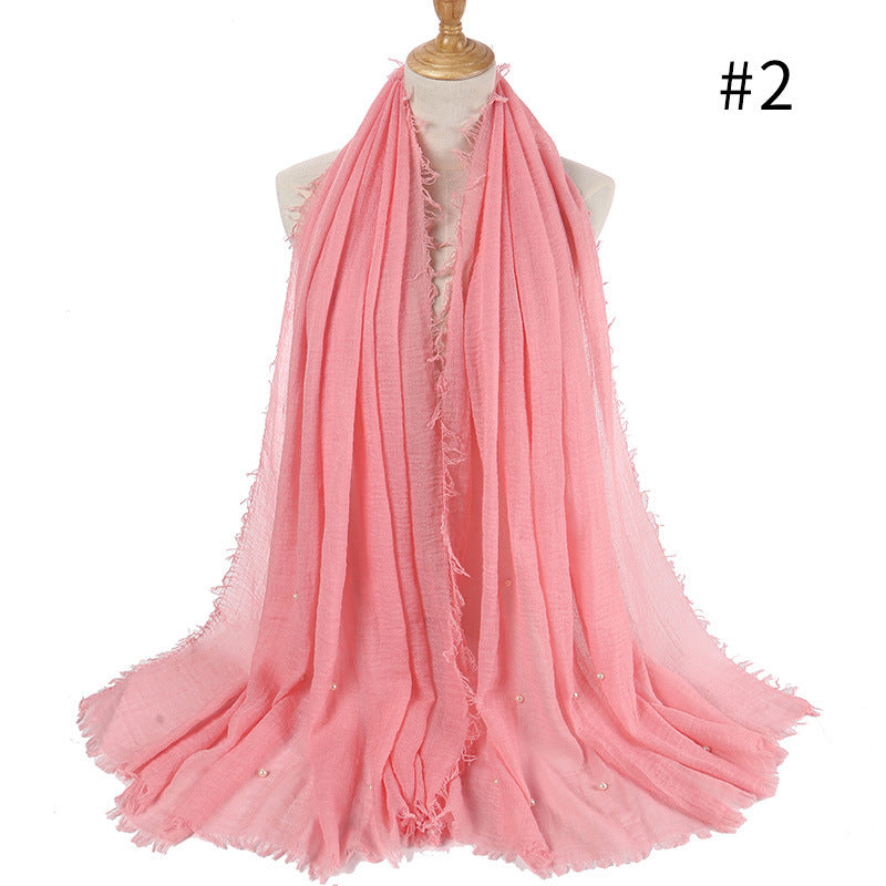 Cotton and linen crumpled monochrome scarf Limorista