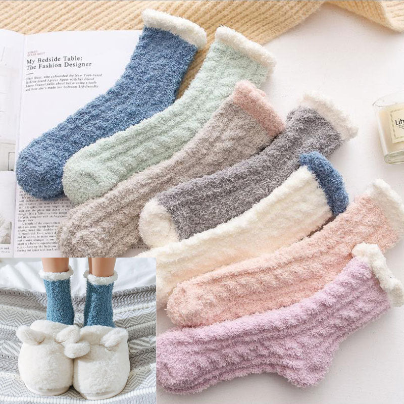 Coral fleece plus fleece floor socks - Limorista