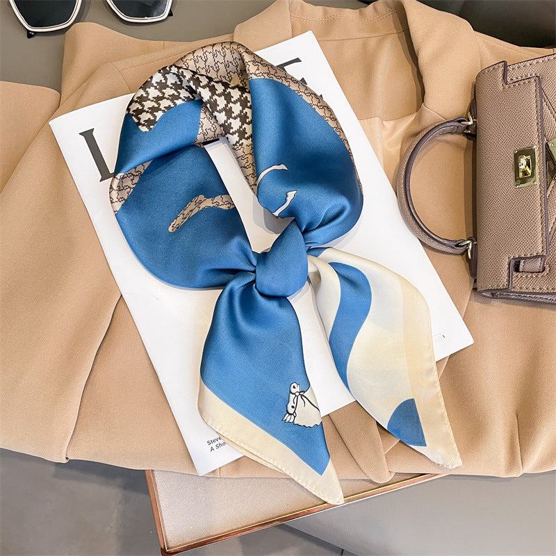 Artificial Silk Striped High-grade Korean Style Stylish Beach Arm Bag Silk Scarf Limorista