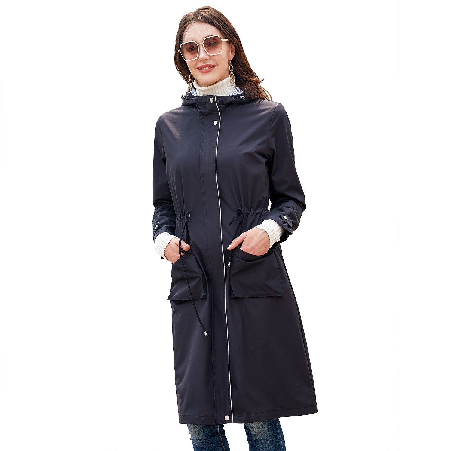 Long Casual Windbreaker Women&