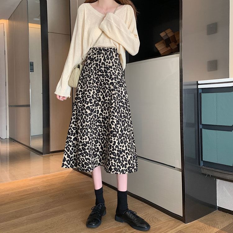 Leopard Print Skirt Women&