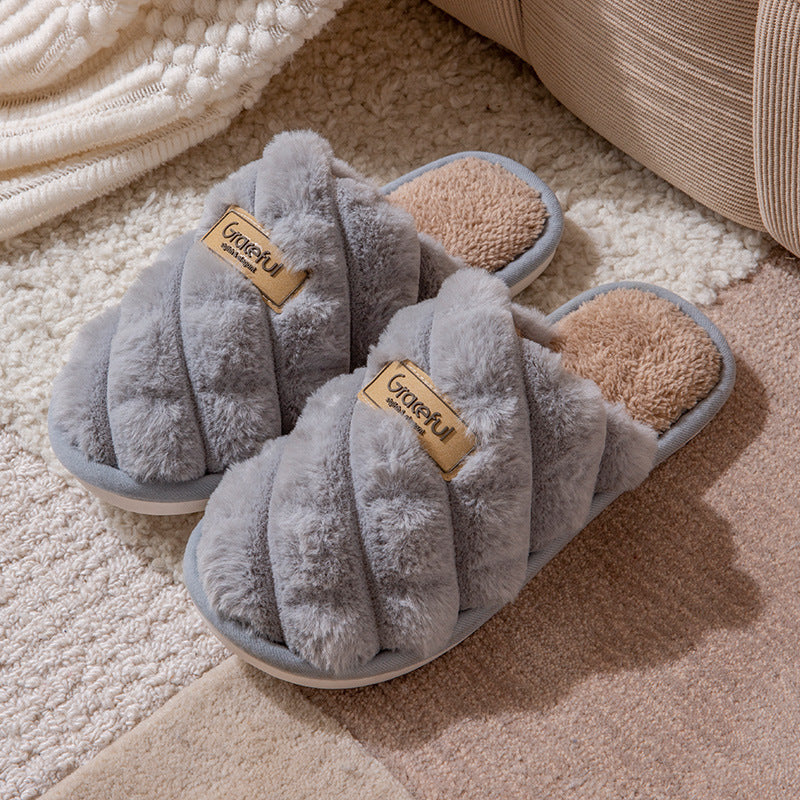 New Simple Thick Bottom Interior Home Non-slip Plush Warm Cotton Slippers Limorista