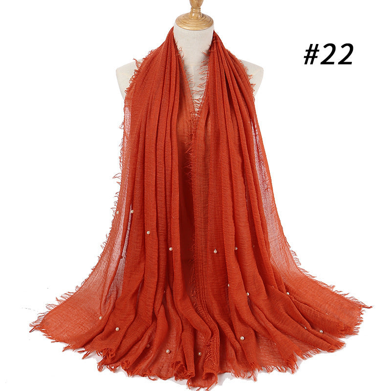 Cotton and linen crumpled monochrome scarf Limorista