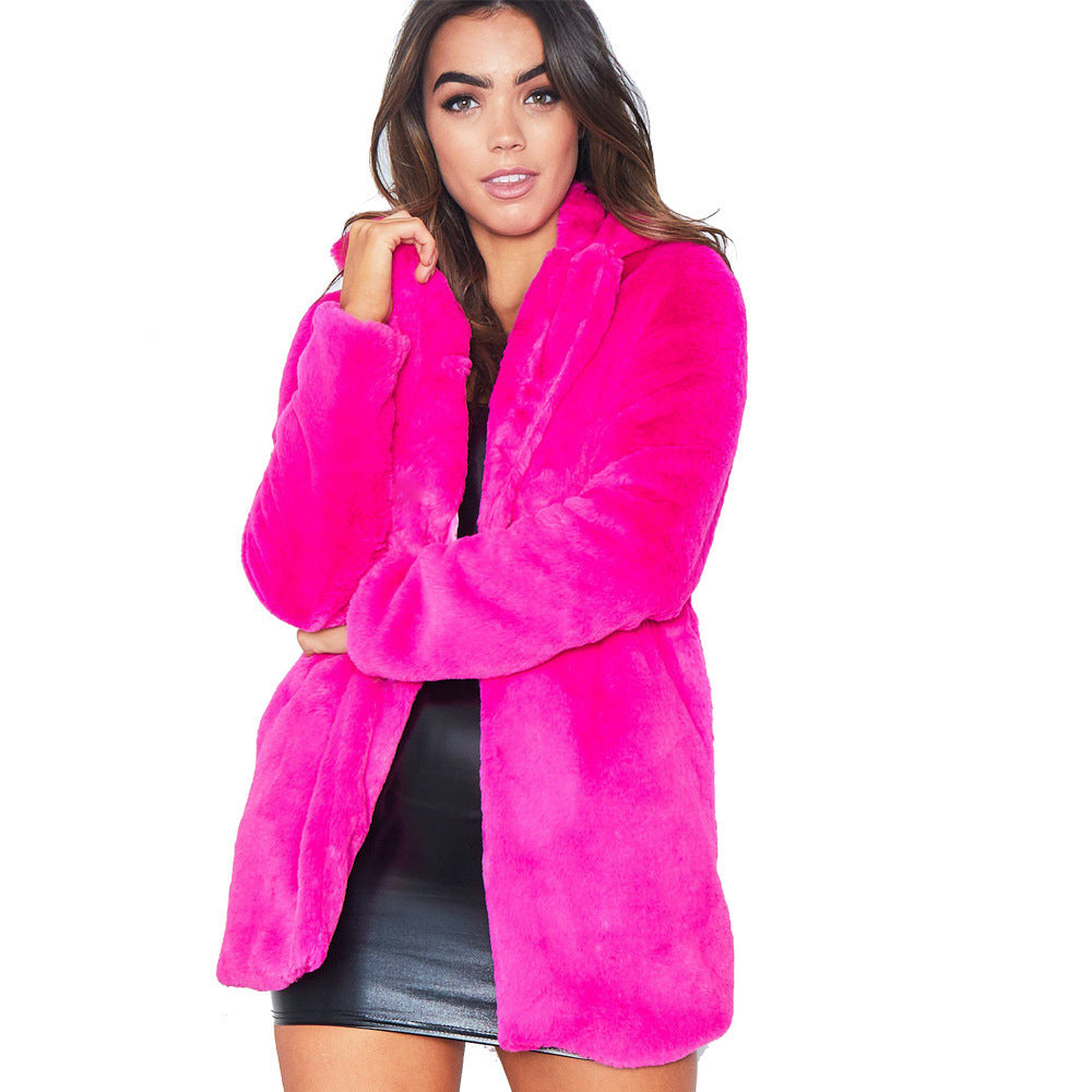 Faux Fur Coat Women Long Sleeve Warm Thick Wave Jackets Plus Size Coat Winter Black Yellow Rose Red Fur Coats Autumn Limorista