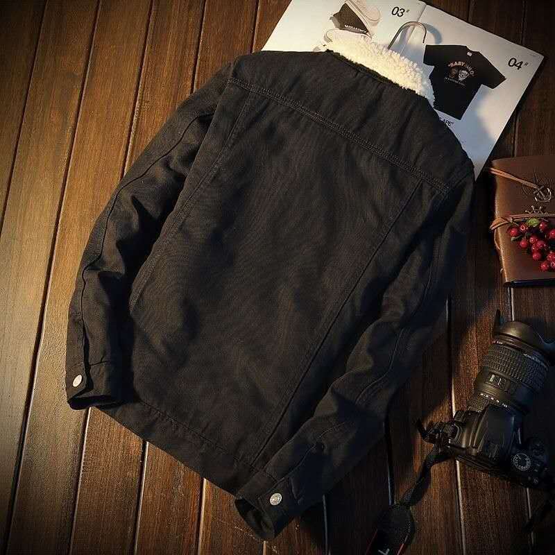 Winter Fleece-lined Denim Coat For Men Thickened Limorista