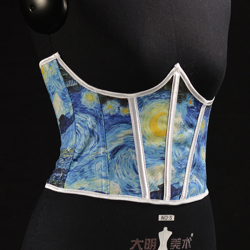 21cm Short Oil Painting Style Monet Starry Night Belt Limorista