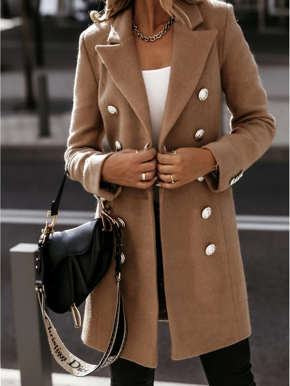 Long-sleeved Suit Collar Double-breasted Coat Coat Women Limorista