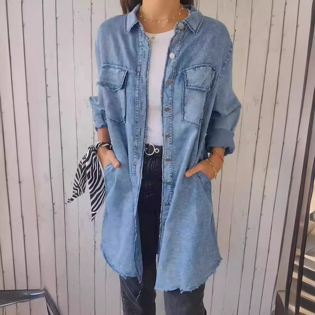Jean-like Cloth Casual Long Shirt Coat Limorista