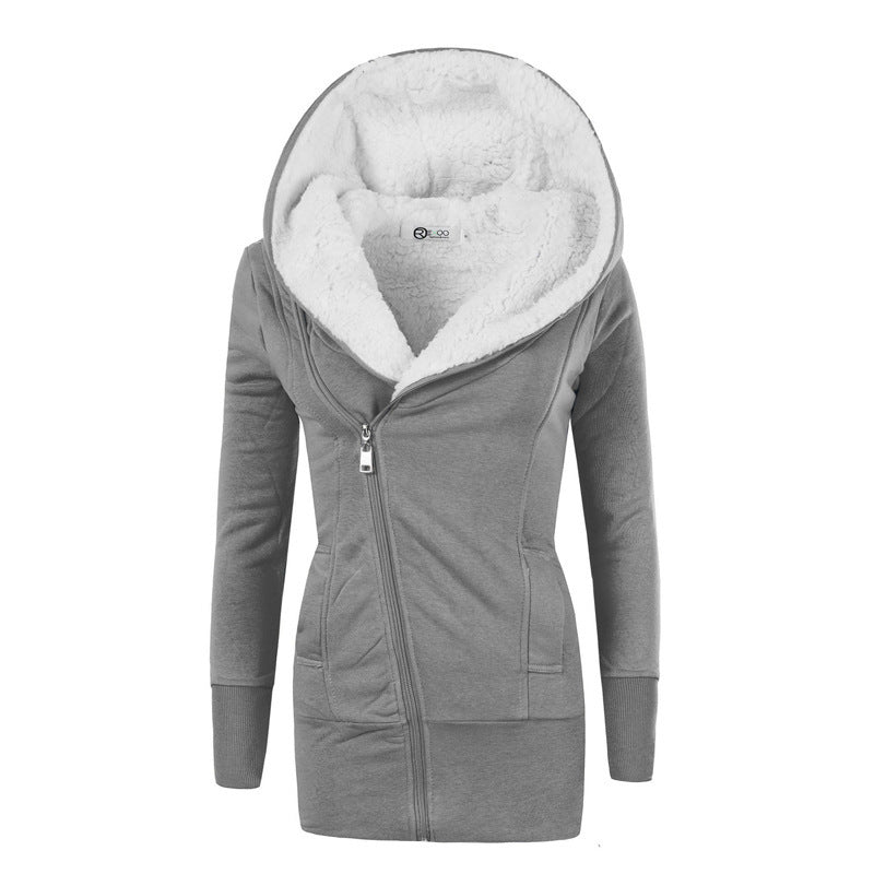 Lamb Wool Hooded Long Sleeve Women&