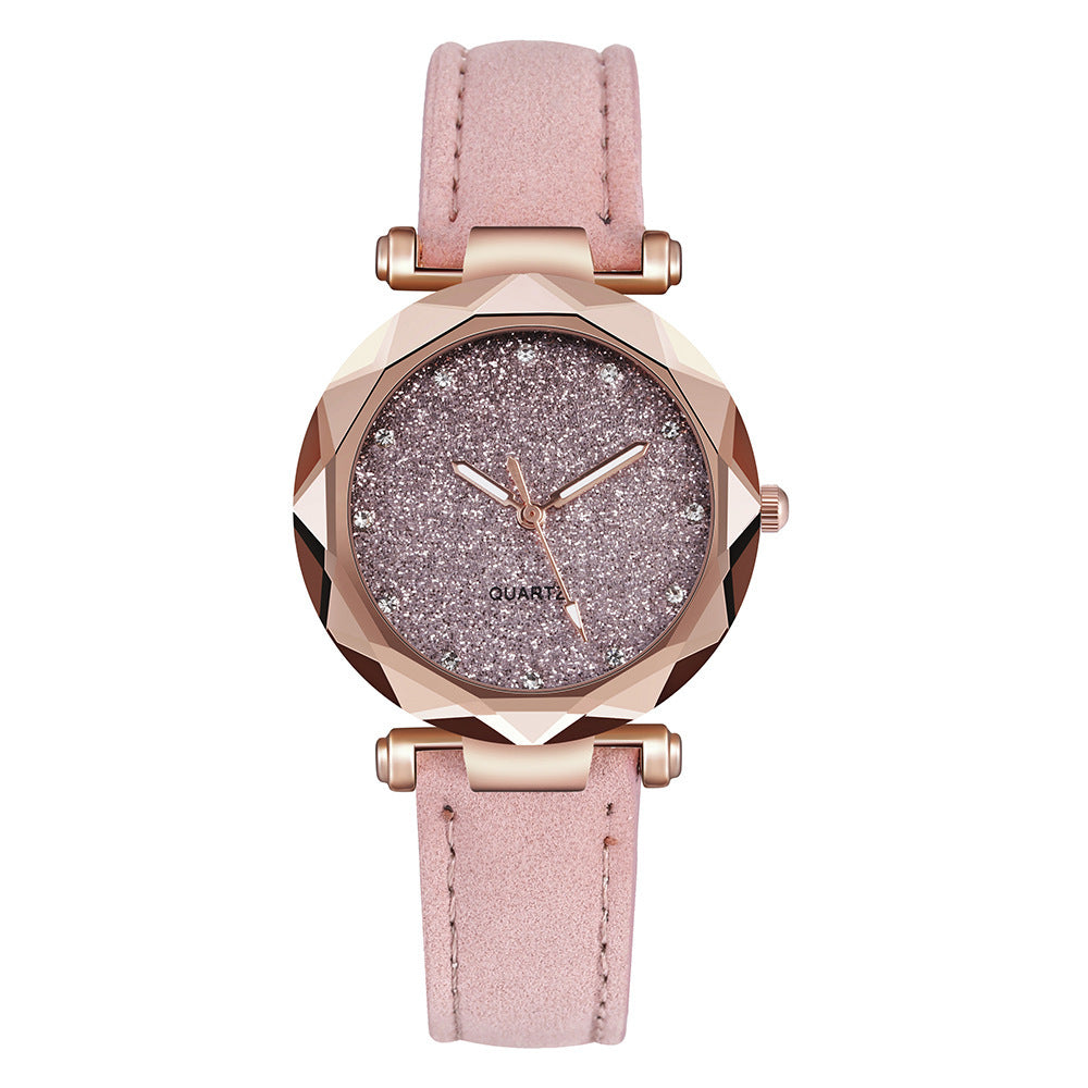 Casual Women Romantic Starry Sky Wrist Watch Leather Rhinestone Designer Ladies Clock Limorista