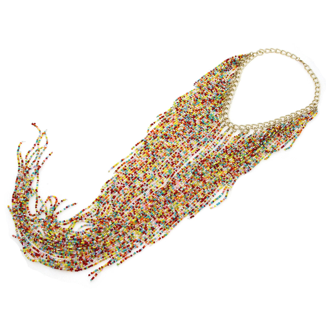 Ethnic Style Long Rice Bead Tassel Necklace Bohemia Exaggerated Performance Necklace Earring Set Limorista