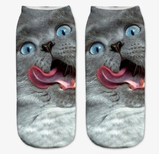 Popular Funny Unisex Short Socks 3D Cat Printed Anklet Socks Casual Socks Limorista