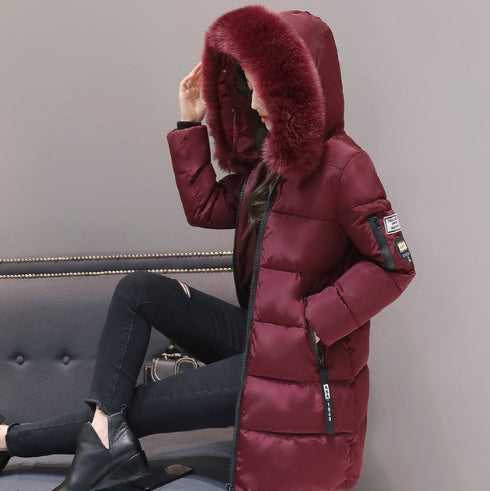 Slim thick cotton jacket large fur collar cotton suit Limorista