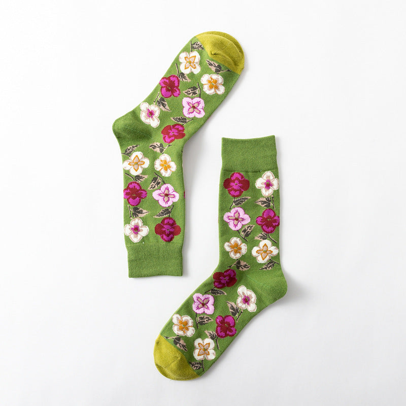 New Big Flower Plant Series Socks Cotton Couple Socks Limorista
