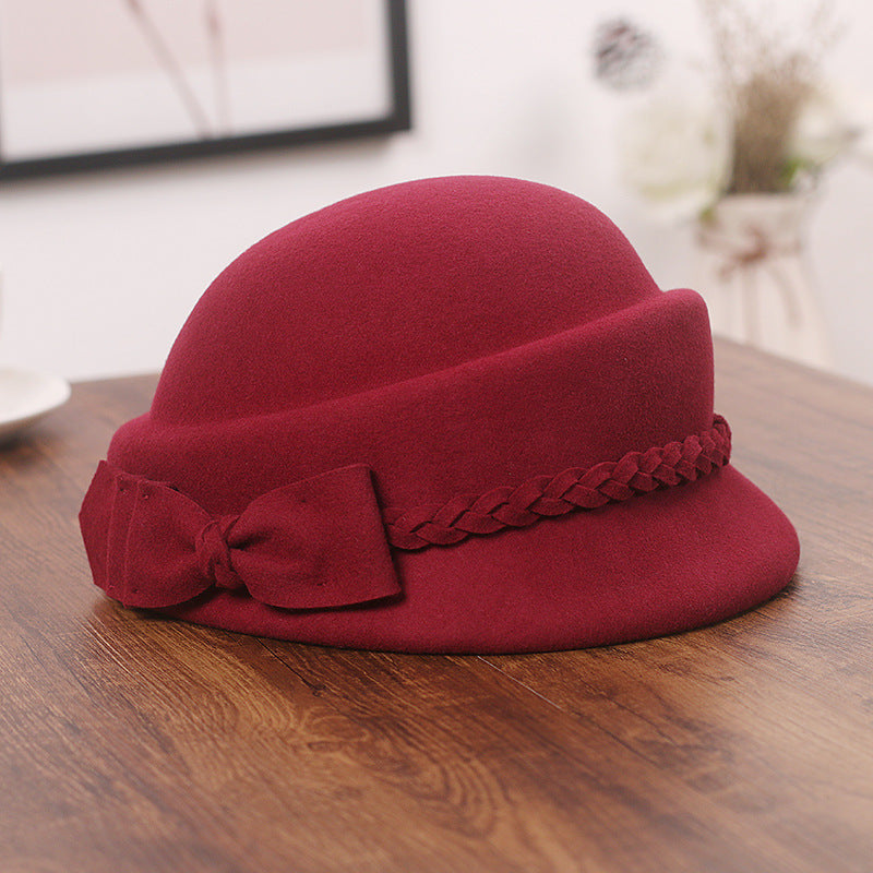 Elegant Bow Beret Wool Top Hat Limorista