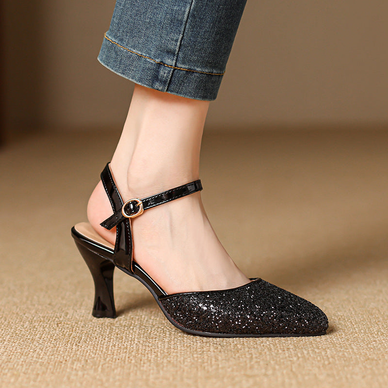 Closed Toe Back Empty Ankle-strap Buckle Sandals Women&
