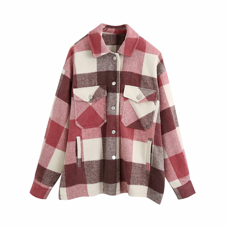 Ladies casual plaid shirt jacket Limorista