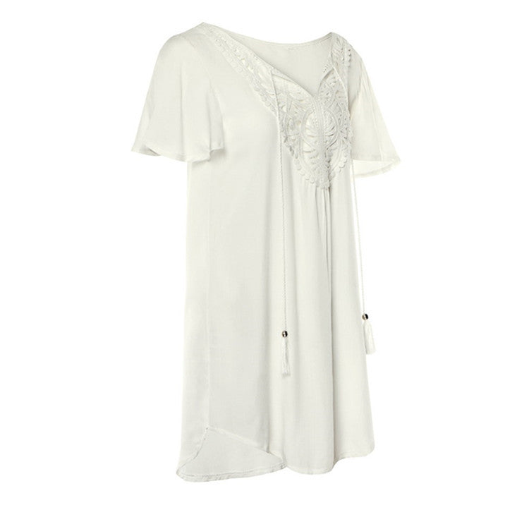 Limorista - New Rayon Patchwork Edge Beach Vacation Dress Bikini Cover