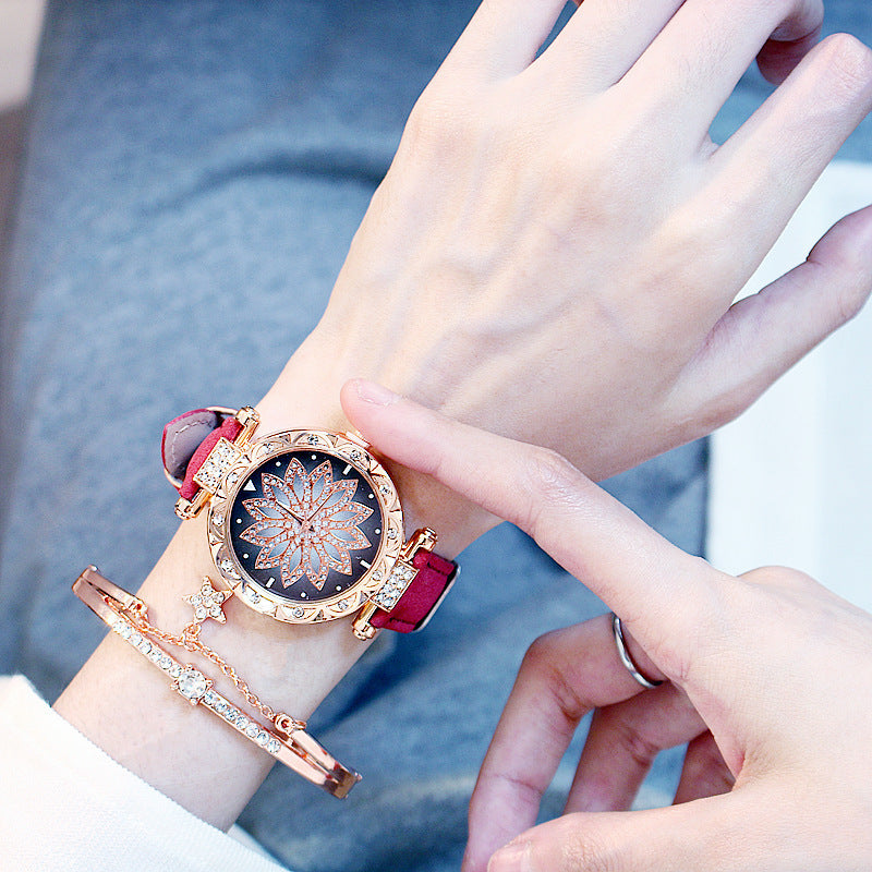 Rotating ladies net red quartz watch casual Limorista